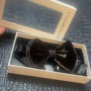 EMPORIO ARMANI BOW TIE -Brown Velvet & Black NWT Papillon